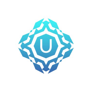İlk harf U dekoratif kare desenli logo