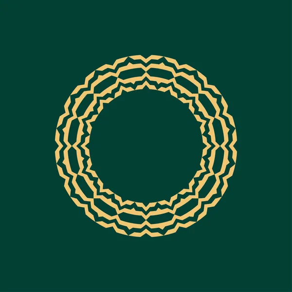 豪華なエレガントなグリーンゴールドサークル抽象パターンフレーム — ストックベクタ