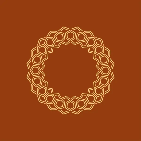 Luxury Elegant Brown Circle Hexagon Pattern Frame — Stock Vector
