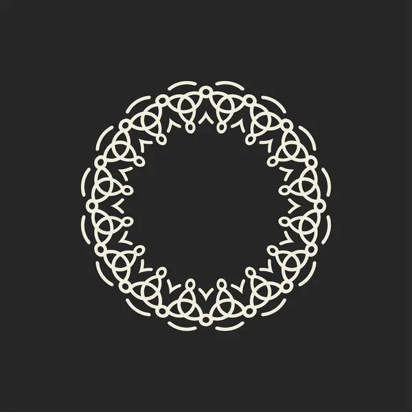 Abstracto Elegante Marrón Oscuro Círculo Blanco Línea Patrón Marco — Archivo Imágenes Vectoriales