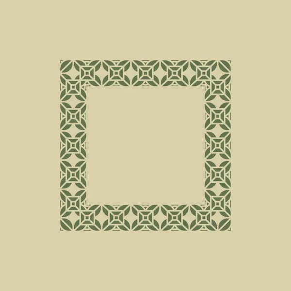 Luxusní Elegantní Olivově Zelené Čtvercové Listy Vzor Rám — Stockový vektor