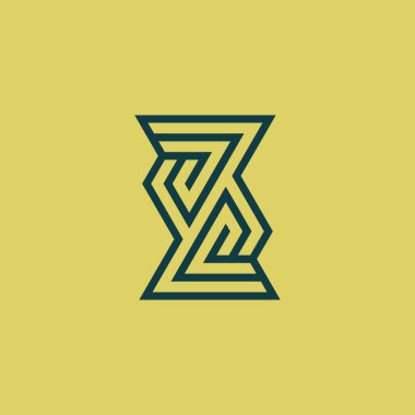 Modern ve zarif ilk harf JZ veya ZJ monogram logosu