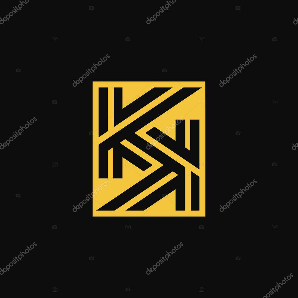 Modern and luxury initial letter KK or 2K monogram logo