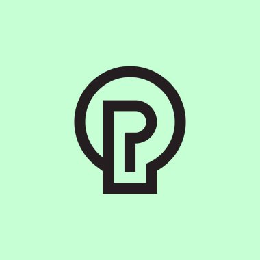 Modern ve minimalist ilk harf PQ veya QP monogram logosu
