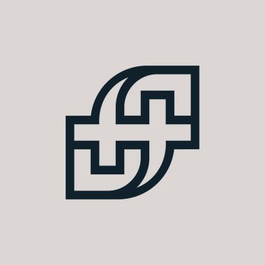 Modern ilk harf SH veya HS monogram logosu