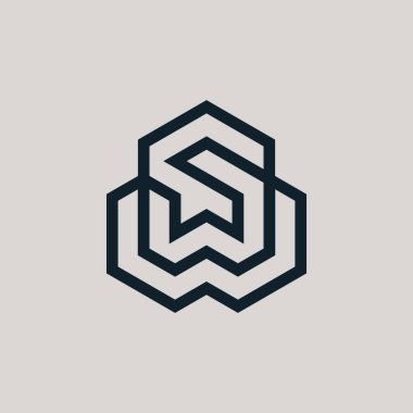 Modern ilk harf SW veya WS monogram logosu