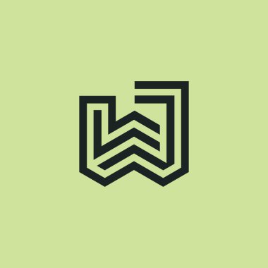 İlk harf WJ veya JW monogram logosu
