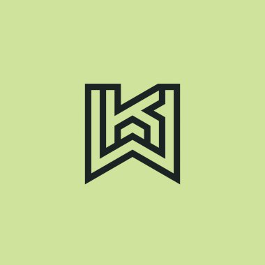 İlk harf WK veya KW monogram logosu