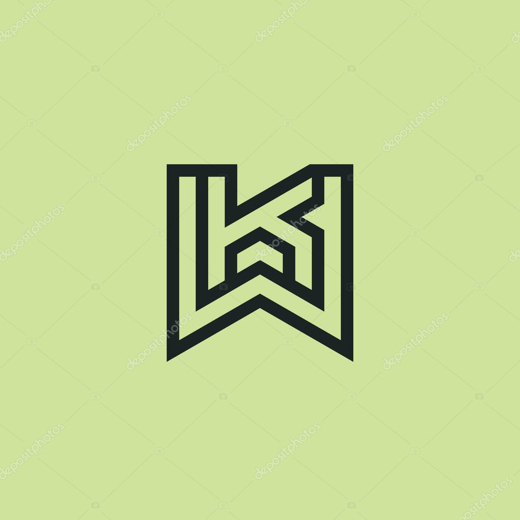 Initial letter WK or KW monogram logo