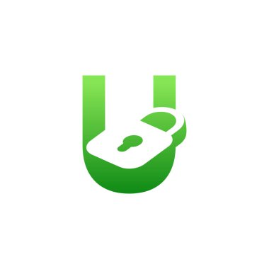 modern ilk harf U asma kilit logosu