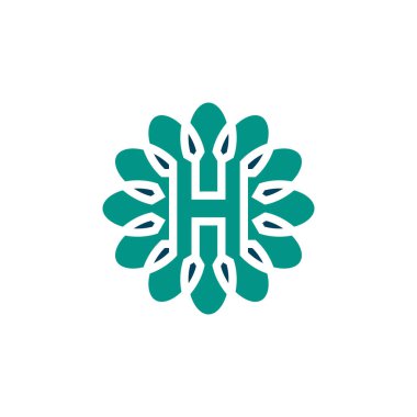 Modern harf H doğal çiçek yaprağı logosu
