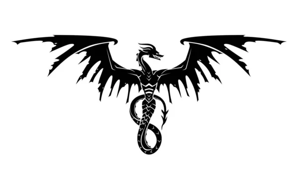 Fantasy Dragon Ink Design Frontansicht — Stockvektor