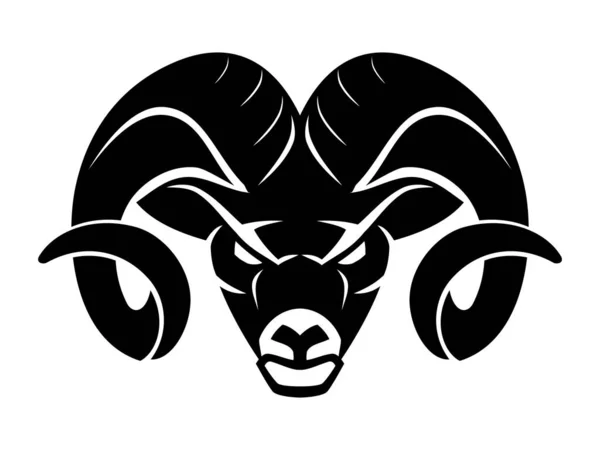 Black Ram Head Tvrdé Rohaté Zvíře — Stockový vektor