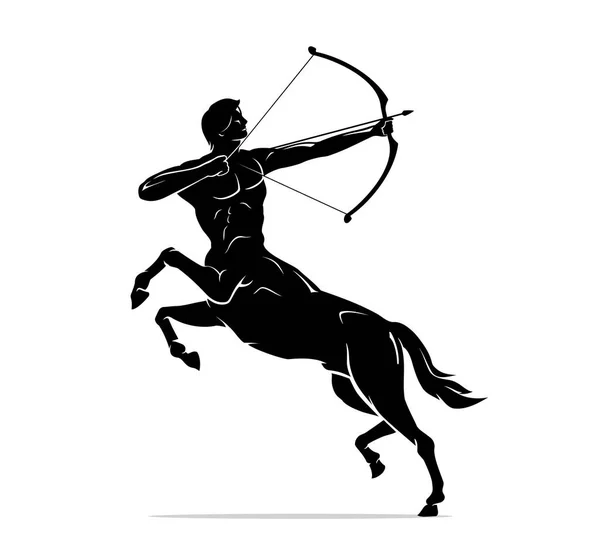 Zentaur Mythische Kreatur Bogenschütze Silhouette — Stockvektor