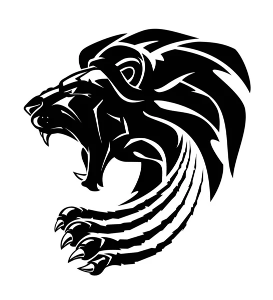 ライオン ローア 抽象的な動物の頭のイラスト — ストックベクタ