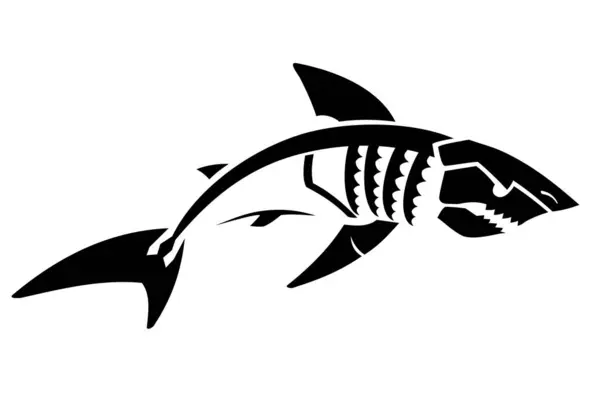 Desenho Osso Tubarão Ilustração Geométrica — Vetor de Stock