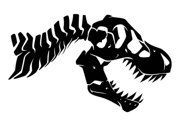 Tyrannosaurus Rex Tarih Öncesi Sürüngen Kafatası Silueti Yan Görünüm — Stok Vektör