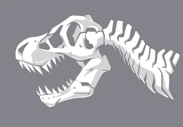暴龙雷克斯恐龙骷髅白骨阴影图解 — 图库矢量图片