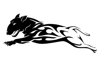 Bull Terrier, Soyut Alev Sıçrayan Köpek Silueti