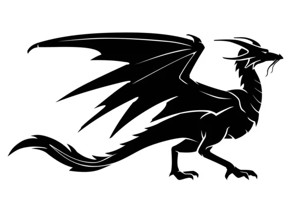 Vista Lateral Del Diseño Del Dragón Criatura Mítica — Vector de stock
