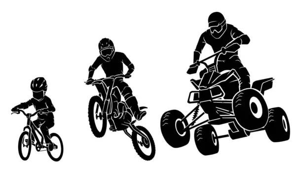 การผจญภ ฒนาการ กรยาน Motocross และ Atv กลางอากาศ — ภาพเวกเตอร์สต็อก