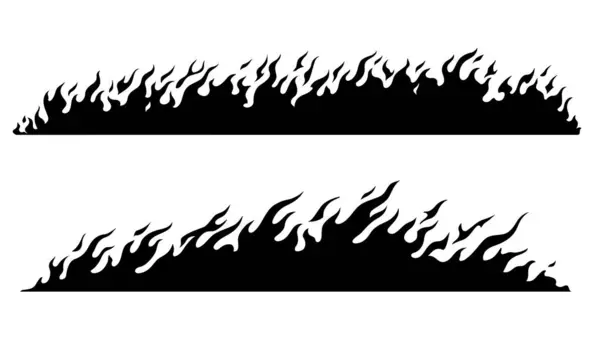 Lángoló Tűz Sziluett Illusztráció Készlet — Stock Vector