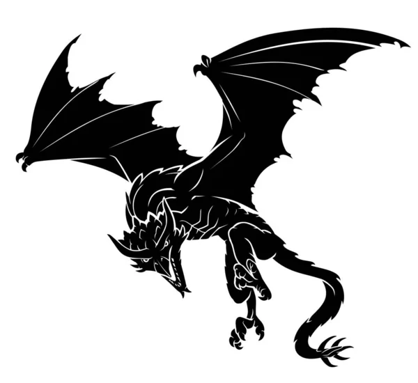 Dragon Monster Créature Fantaisie Médiévale — Image vectorielle