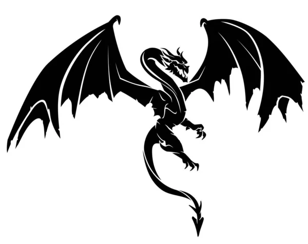 Dragon Flying Μυθική Εικονογράφηση Τέρας — Διανυσματικό Αρχείο