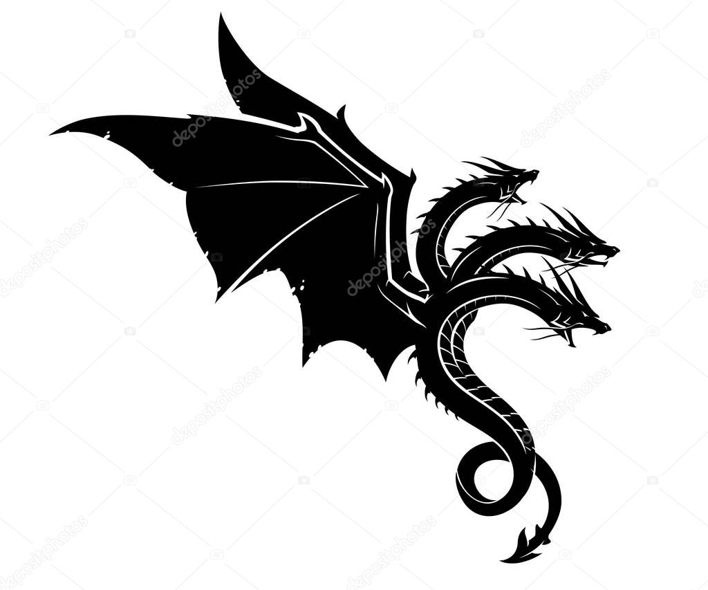 Black Dragon with Three Heads