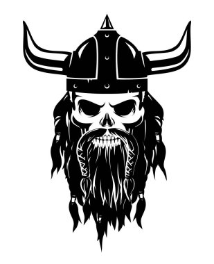 Sakallı ve Miğferli Kafatası Viking Savaşçısı Baş Maskesi