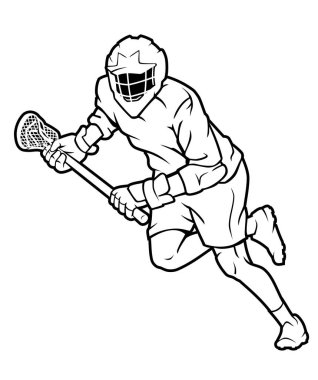 Lakros Takımı Oyuncuları Çizgisi Sanat İllüstrasyonu