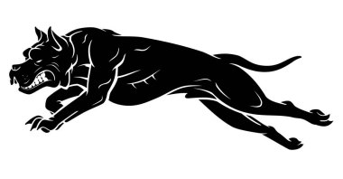 Pitbull Dog Breed Koşan Siluet, Yan Görünüm