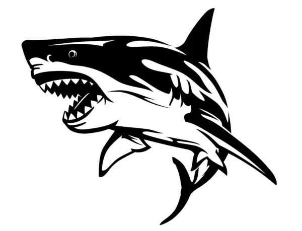 Grande Tubarão Branco Faminto Ilustração Animais Marinhos Selvagens — Vetor de Stock