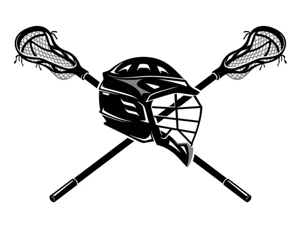 Lacrosse Stick Und Schwarzer Helm Sportausrüstung — Stockvektor