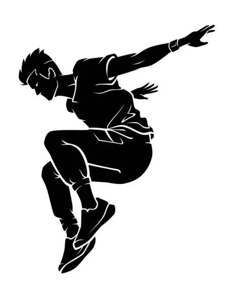 Male Parkour Jump Silhouette Illustration — Stock Vector
