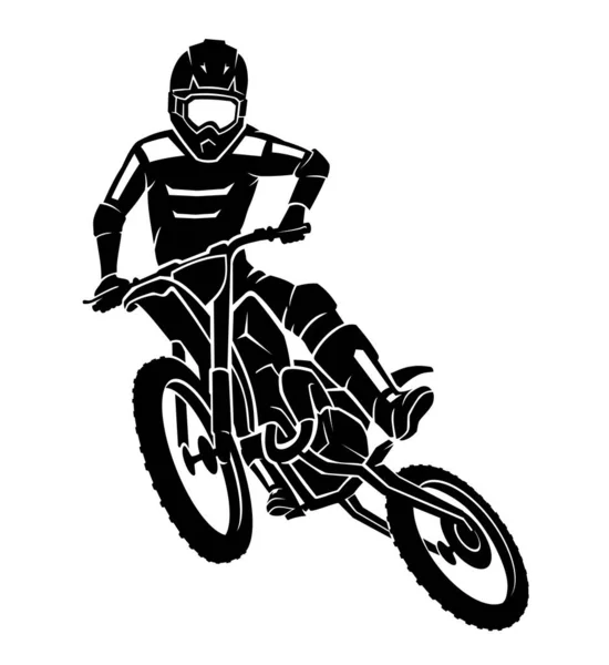 Motocross Dirt Bike Mid Air Εμπρόσθια Απεικόνιση — Διανυσματικό Αρχείο