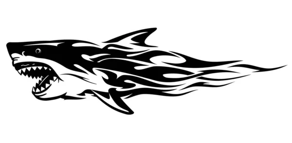 Žralok Abstrakt Flame Furious Marine Predator — Stockový vektor