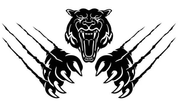 Tygří Hlava Dráp Dráp Wild Predator Ilustrace — Stockový vektor