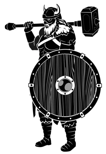 Fantasía Guerrero Vikingo Postura Armadura Completa — Vector de stock