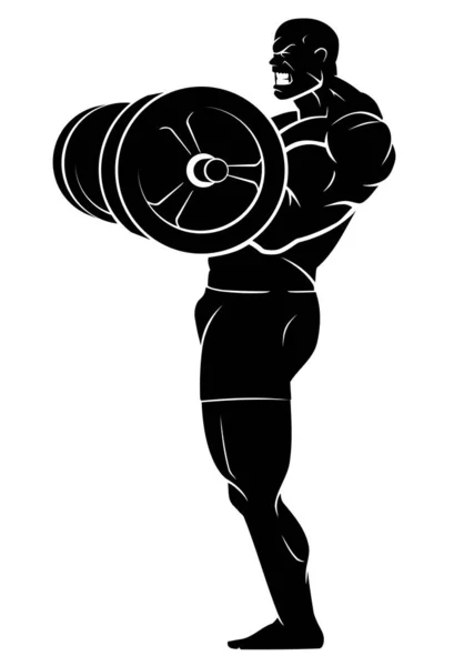 Männliche Gewichtheber Fitness Silhouette Isolierte Illustration — Stockvektor