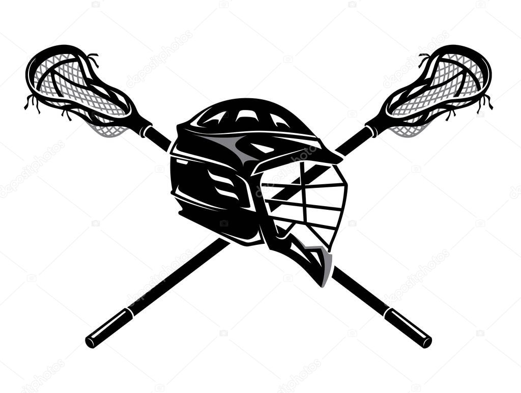 Lacrosse Stick and Black Helmet, Sports Equipment