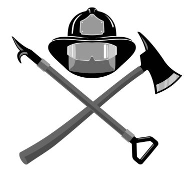 İtfaiyeci Kara Rozet Sembolü, Çapraz Balta ve Miğfer