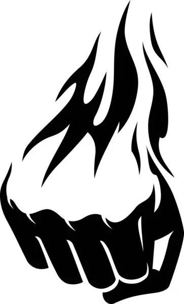 Lángoló Ököl Absztrakt Knuckles Lángos Illusztrációval — Stock Vector