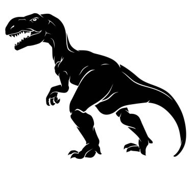 T-Rex Dinozor, Siluet Tam Uzunluk Kenar Görünümü