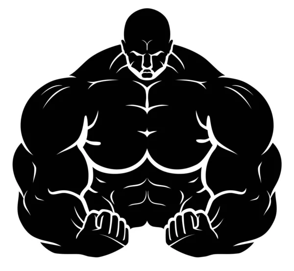 Silueta Body Builder Massive Muscle Flex — Archivo Imágenes Vectoriales