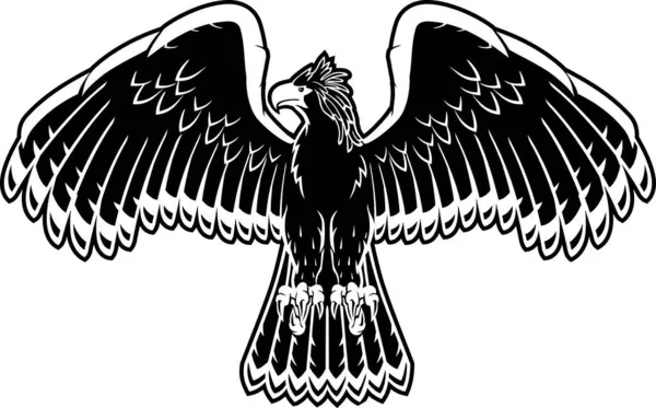 Philippine Eagle Isolated Black Illustration — Stock Vector