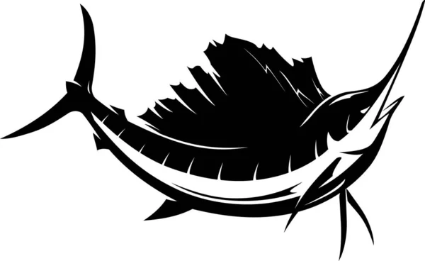 Sail Fish Side View Illustration Symbol — Stock Vector