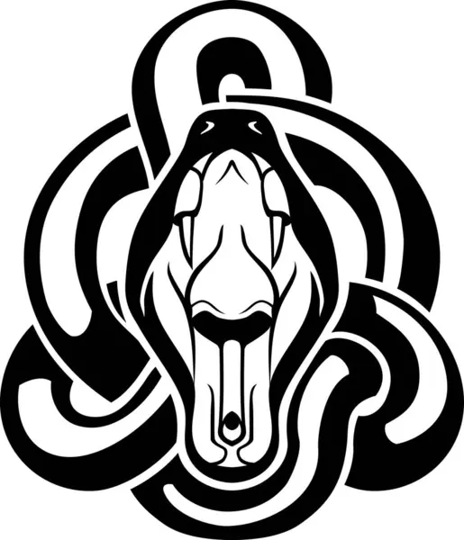 Illustration Ombragée Par Agression Serpent Tatouage Style Celtique — Image vectorielle