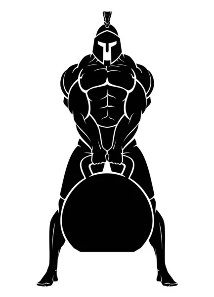 Spartan Body Builder Fitness Avec Équipement Poids Cloche Bouilloire — Image vectorielle