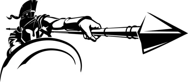 Spartan Pierce Mızrakla Saldırıyor — Stok Vektör